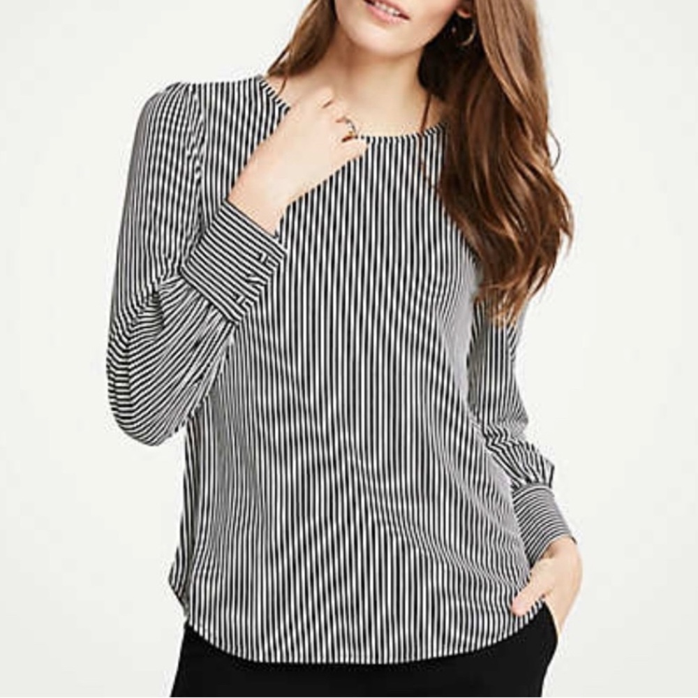 Ann Taylor Black&White Stripe Blouse